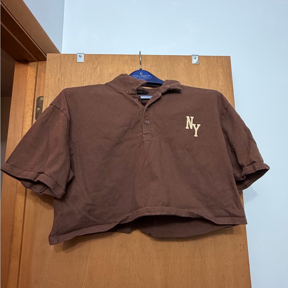 NY Cropped Brown Polo Shirt